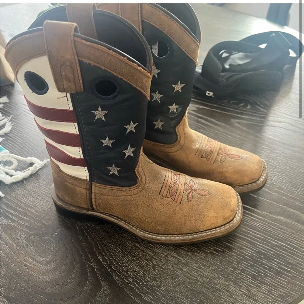 SMOKY MOUNTAIN BOYS' STARS AND STRIPES WESTERN BOOTS - SQUARE TOE 2